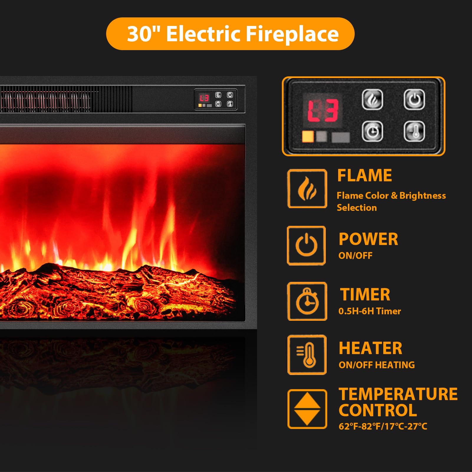 44" Electric Fireplace Mantel, LED Farmhouse TV Stand with Electric Fireplace Heater, Stacked Stone Surround and Remote Control 3D Realistic Flame, White Fireplace for Living Room Bedroom