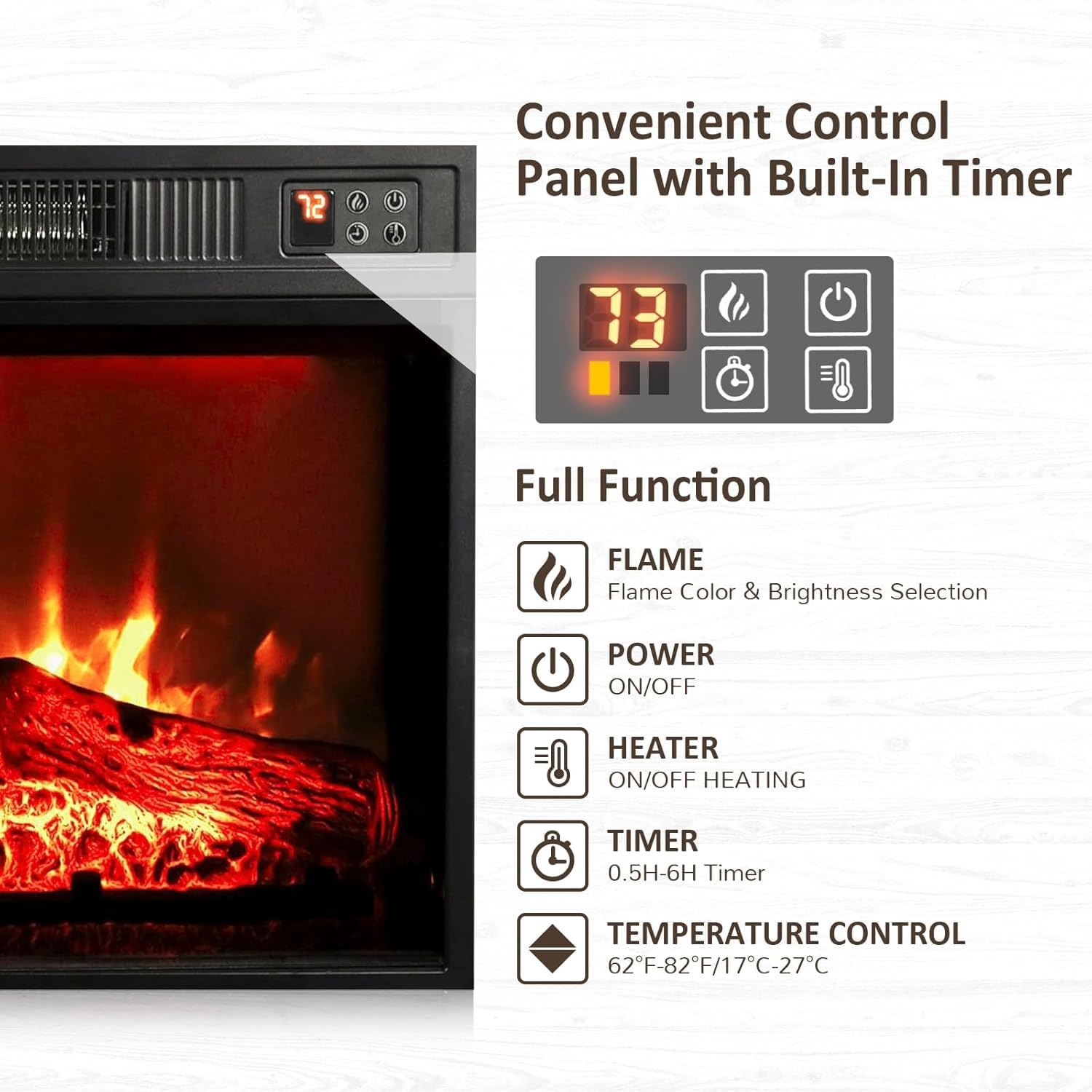Naice 72" Electric Fireplace with Mantel and Cabinets