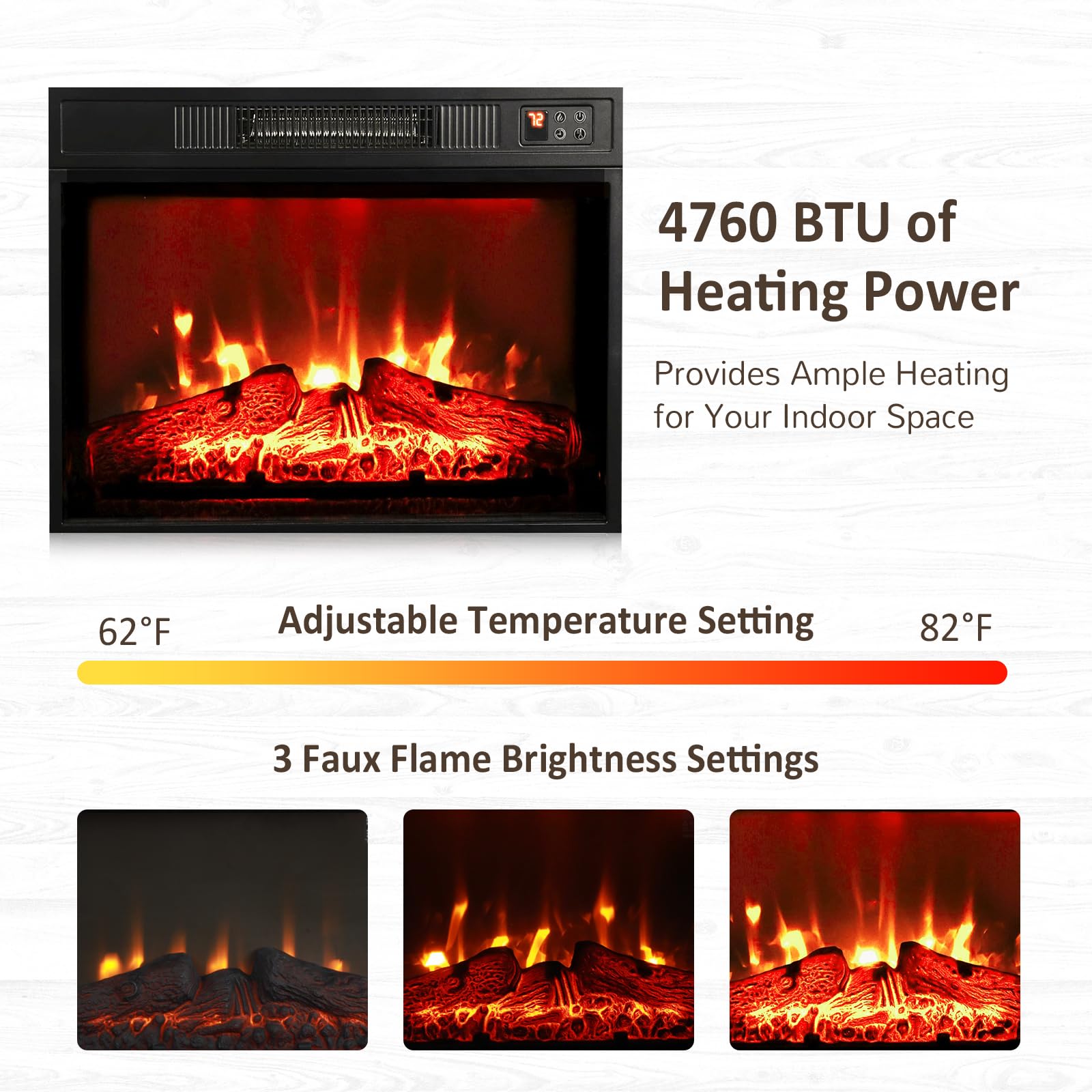 Naice 72" Electric Fireplace with Mantel and Cabinets