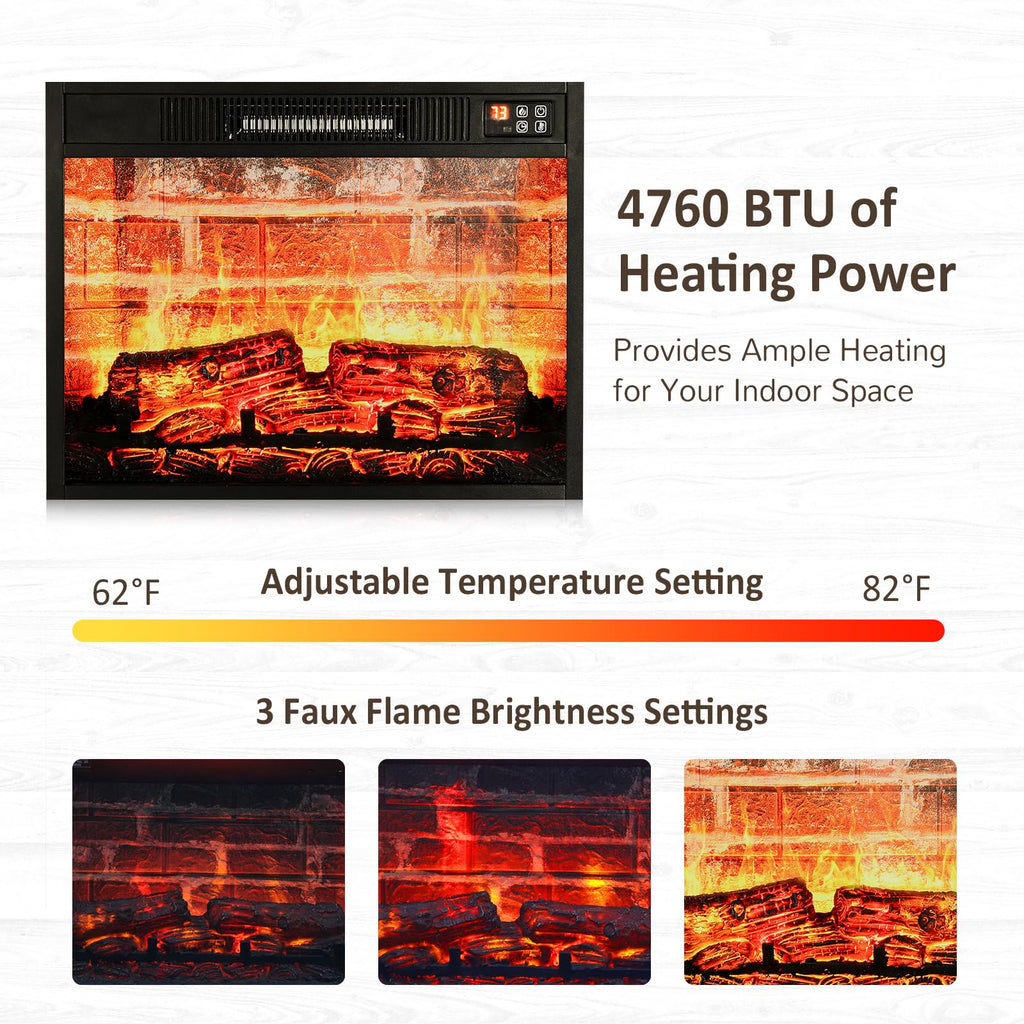 Naice 72" Electric Fireplace with Mantel and Cabinets, Fireplace TV Stand for Living Room Bedroom, Stacked Stone Surround and Remote Control 3D Realistic Flame, Black