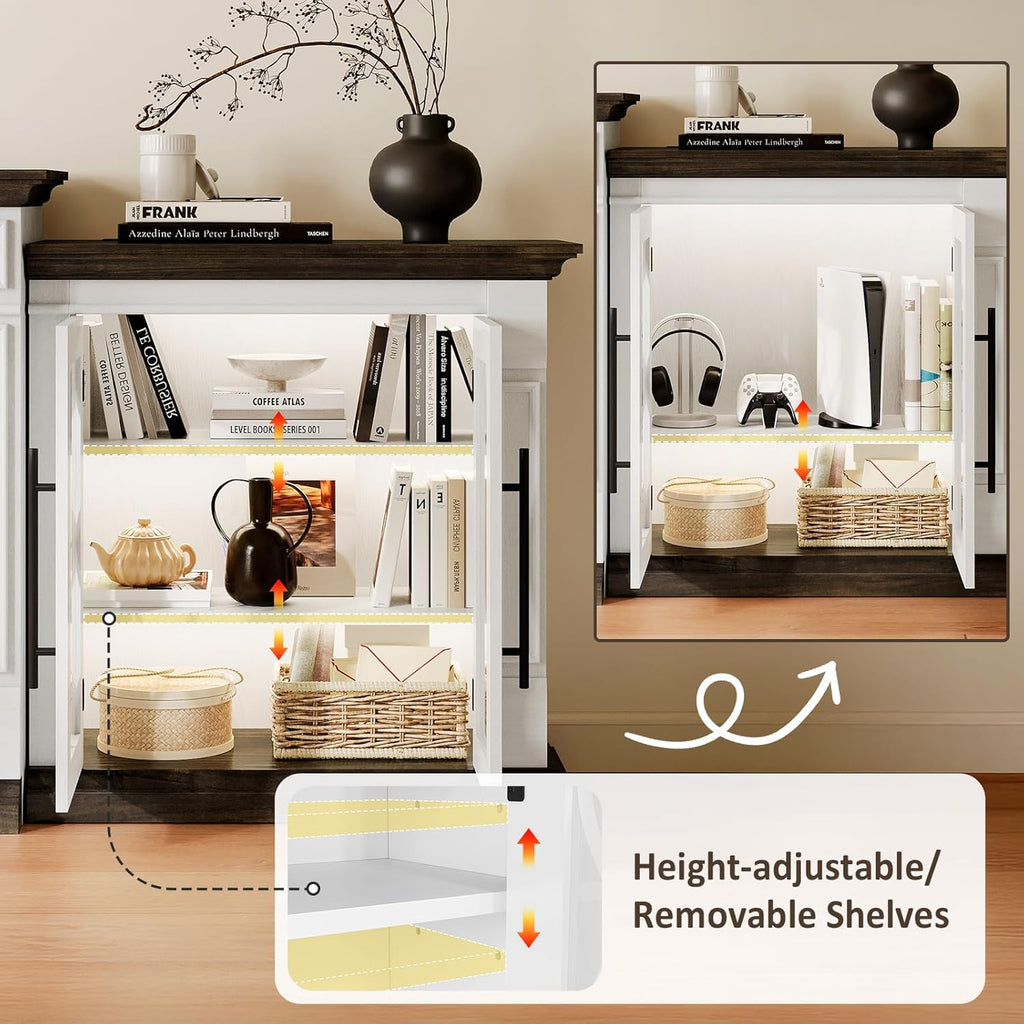 Naice 72" Electric Fireplace with Mantel and Cabinets, Fireplace TV Stand for Living Room Bedroom, Stacked Stone Surround and Remote Control 3D Realistic Flame, Black