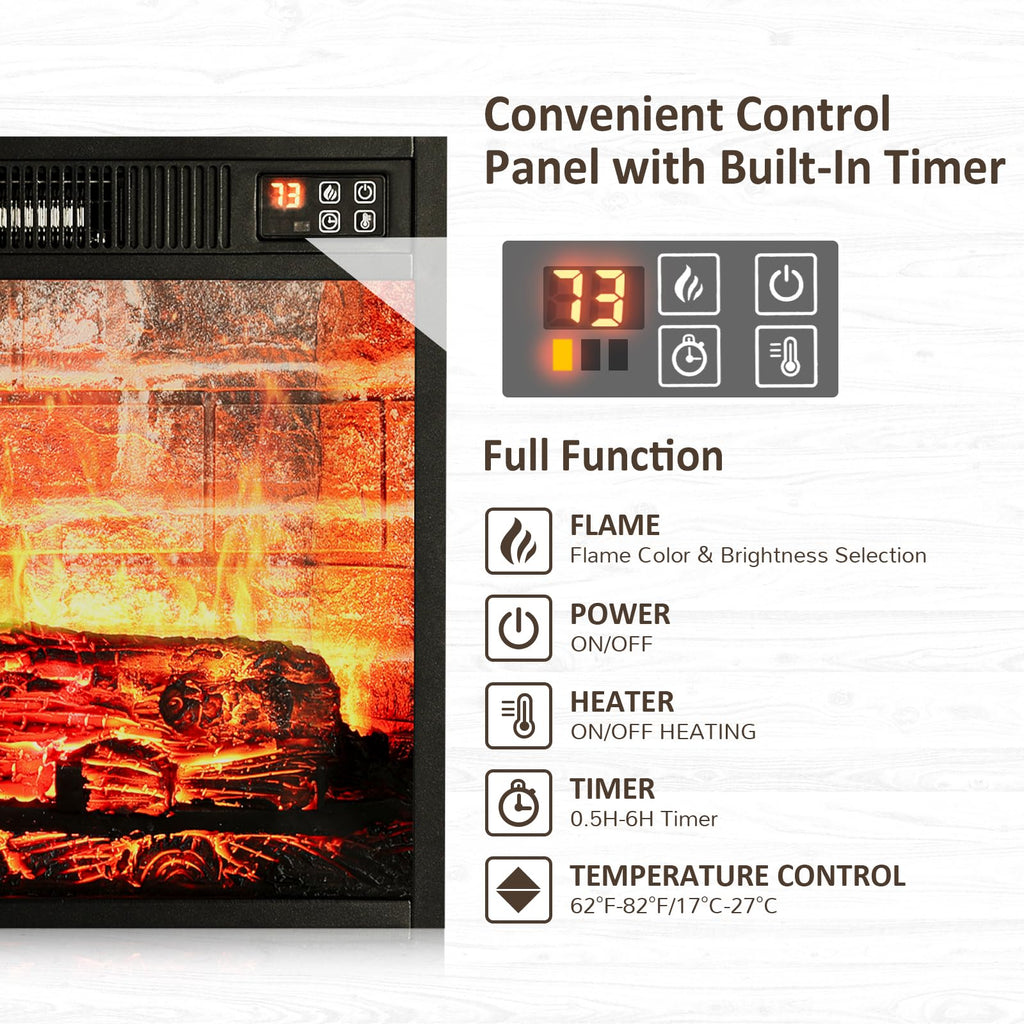 Naice 72" Electric Fireplace with Mantel and Cabinets, Fireplace TV Stand for Living Room Bedroom, Stacked Stone Surround and Remote Control 3D Realistic Flame, Black