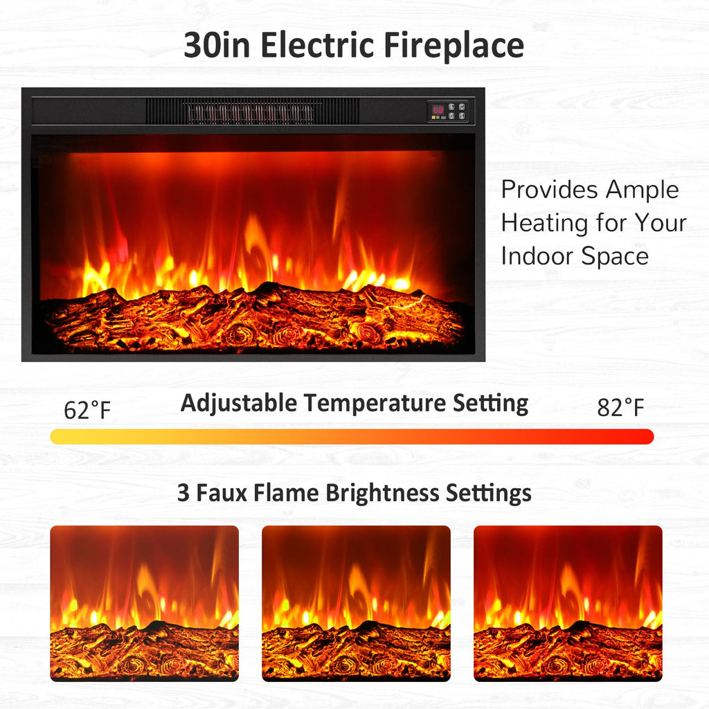 Naice 72" Electric Fireplace with Mantel and Cabinets, Fireplace TV Stand for Living Room Bedroom, Stacked Stone Surround and Remote Control 3D Realistic Flame