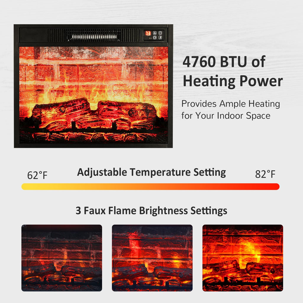 Naice 72" Electric Fireplace with Mantel and Cabinets, Fireplace TV Stand for Living Room Bedroom, Stacked Stone Surround and Remote Control 3D Realistic Flame, Black