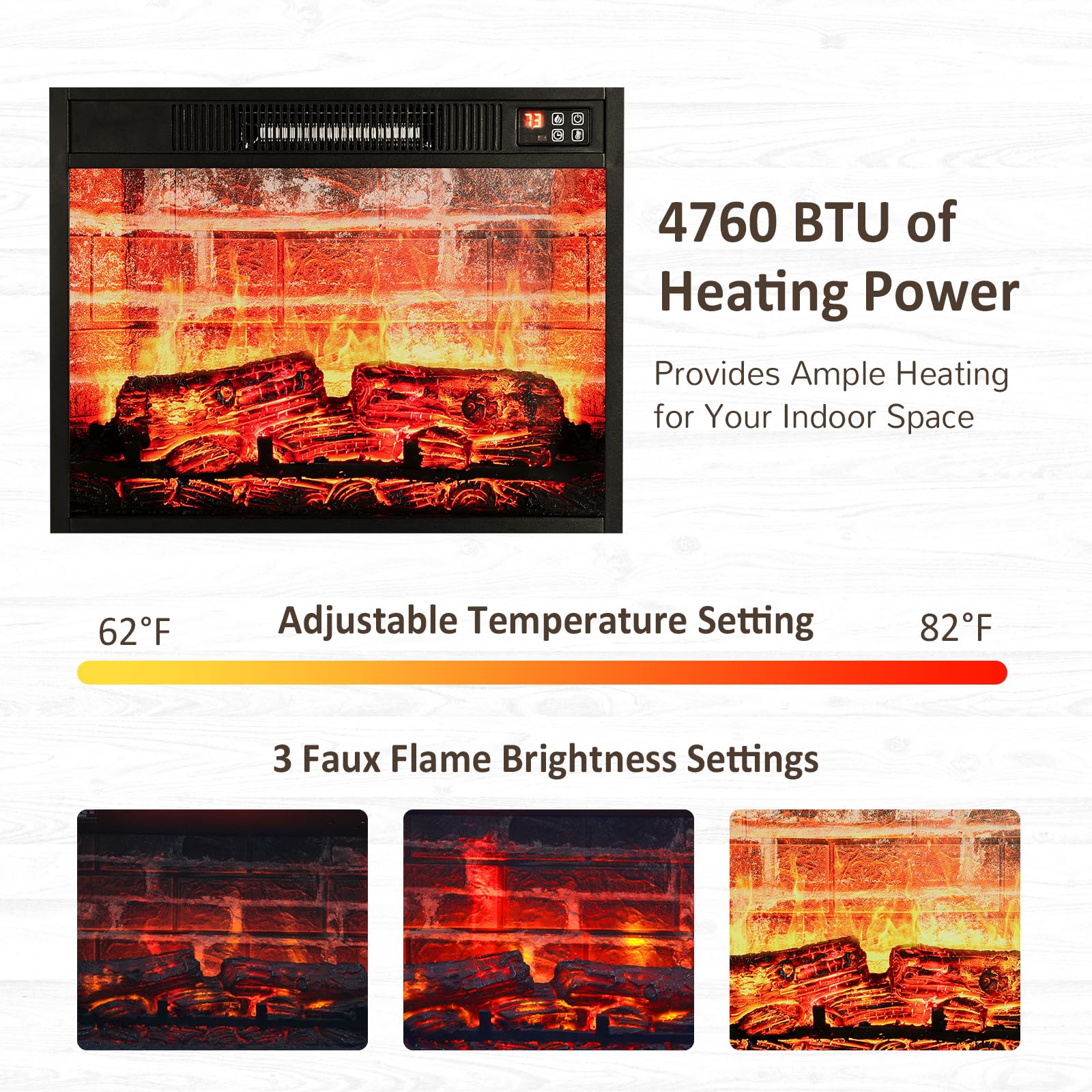 Naice 72" Electric Fireplace with Mantel, Freestanding Fireplace TV Stand with 23" 3-Side Glass Insert Heater for TVs Up to 80",Media Entertainment Center w/Storage Cabinet for Living Room,Black